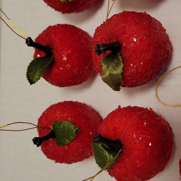 Set of 10 Vintagev Styrofoam and Glitter Apple Ornaments - Picture 2 of 14